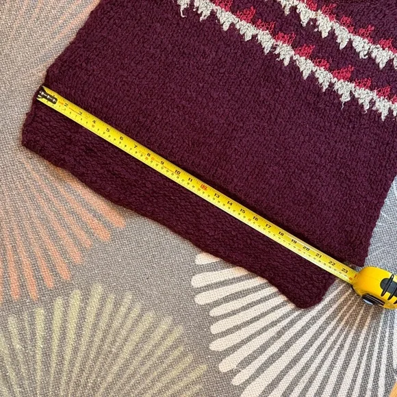 Free People Maroon and Gray Fair Isle Patterned Sweater - Picture 5 of 9